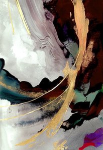 Peinture abstraite noire et grise avec effet doré - F. Abderrahim