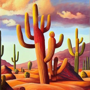 Cactus du désert en couleurs chaudes
