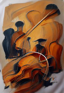 Abstrait numérique sur toile en brun profond