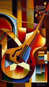 Instrument de musique, peinture abstraite