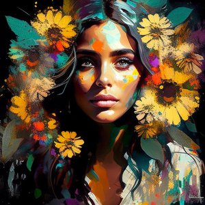 Beauté naturelle, fille mexicaine entourée de tournesols