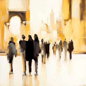 Vie urbaine : silhouette impressionniste abstraite