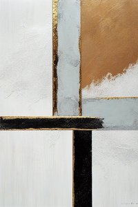 Lignes abstraites blanches et noires, dorées, Art imprimable sur toile