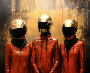Dessin impasto abstrait, groupe Kraftwerk