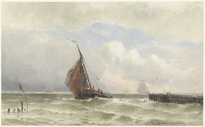 Port de Flessingue, avec un voilier entrant - jonkheer Jacob Eduard van Heemskerck