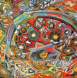 Détail pf Egyptian wprl, 2016 (mixte, acrylique, encre, huile) - linda arthurs