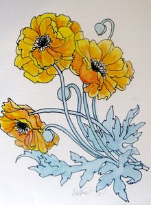 POPPIES, 2015 (aquarelle, encre) - linda arthurs