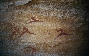 Archers courant, peinture rupestre, Tassili n