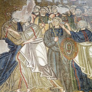 Le baiser de Judas, mosaïque dans le katholikon (église principale) du monastère de Nea Moni (Liste du patrimoine mondial de l