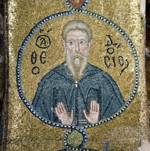 Saint, mosaïque dans le katholikon (église principale) du monastère de Nea Moni (Liste du patrimoine mondial de l
