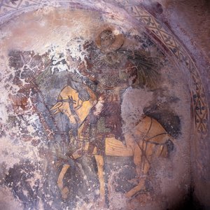 Saint à cheval, fresque dans l