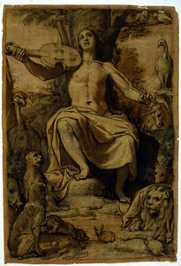 Orphée enchantant les animaux avec la musique d