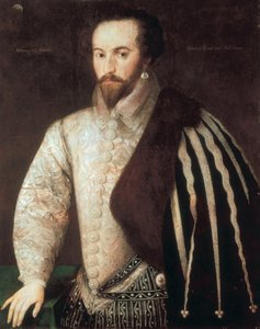 Portrait de Sir Walter Raleigh (1554 - 1618). Peinture attribuée à Federico Zuccaro (ou Zuccari) (1549 - 1609). 1588. Londres, National Portrait Gallery - or Zuccaro Federico Zuccari