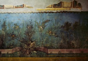 Fresque représentant un jardin avec des arbres et des oiseaux, de la Maison de Livie sur la colline du Palatin, Rome, Italie. Civilisation romaine - Unbekannt Unbekannt