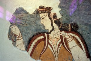 Fragment de fresque avec figure féminine, de Mycènes, Grèce, civilisation mycénienne - Unbekannt Unbekannt
