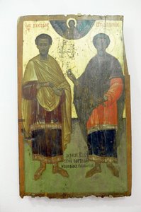 Saints, peinture sur bois au monastère d