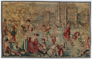 Hiver : scène de patinage - possibly by Gobelins Manufactory