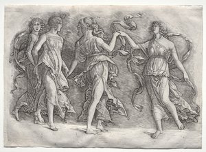 Quatre muses dansantes - probably by the so called Premier Engraver