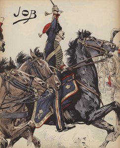 Cavalier français des guerres napoléoniennes (lithographie en couleur)