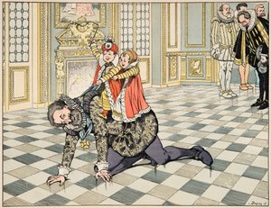 Illustration du livre « Le bon roy Henri », illustré par Jacques Marie Gaston Onfray de Breville dit JOB (1858-1931) : Devant l