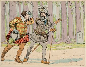 Illustration tirée du livre "Le bon roy Henri", illustrée par Jacques Marie Gaston Onfray de Bréville dit JOB (1858-1931) : Henri IV accorde son pardon à Charles de Lorraine (1554-1611) duc de Mayenne après l