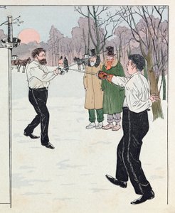 Jacques Marie Gaston Onfray de Bréville dit JOB (1858 - 1931); Illustration du livre "Les épées de France" : Un duel en 1894 - pseudonym for Onfray de Breville Jacques Job