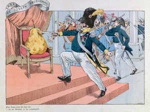 Jacques Marie Gaston Onfray de Breville dit JOB (1858 - 1931); Illustration tirée du livre « Les épées de France » : Louis Philippe chassé du trône (Le sabre de Joseph Prudhomme « Ce sabre est le plus beau jour de ma vie. Il me servira à défendre...
