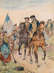 George Washington passant devant Molly Pitcher pendant la bataille de Monmouth