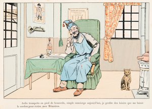 Jacques Marie Gaston Onfroy de Bréville dit JOB (1858-1931) - Demi-équilibre écrivant des mémoires, Collection privée - pseudonym for Onfray de Breville Jacques Job