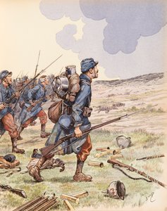 Les poilus pendant la bataille de la Marne pendant la Première Guerre mondiale, Collection privée