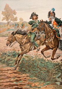 Jacques Marie Gaston Onfroy de Bréville dit JOB (1858-1931) - Tenue des troupes françaises à toutes les époques : Cavalier vendéen et piqueur (ou Piconnier) sur le cheval de la Légion germanique (1793), Collection privée - pseudonym for Onfray de Breville Jacques Job