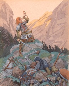 Roland à la bataille de Roncevaux en 778, Collection privée - pseudonym for Onfray de Breville Jacques Job