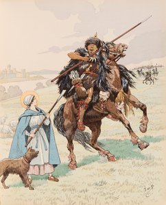 Jacques Marie Gaston Onfroy de Bréville dit JOB (1858-1931) - Sainte Geneviève pendant le siège de Paris en 451 repousse l