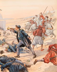 Jacques Marie Gaston Onfroy de Bréville dit JOB (1858-1931) - Le clairon de Sidi Brahim (Le clairon Guillaume Rolland (1821-1916) sonna la charge pour lever les troupes contre Abd el-Kader en 1842), Collection privée - pseudonym for Onfray de Breville Jacques Job