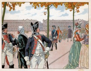 Joachim Murat et Bessières à Paris en 1791 portant le costume de la garde constitutionnelle du roi - pseudonym for Onfray de Breville Jacques Job