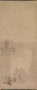 Chiot avec des pissenlits - studio of Tawaraya Sōtatsu