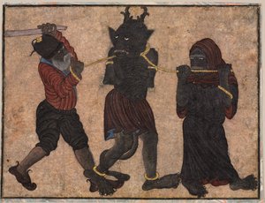 Démon enchaîné - style of Muhammad Siya Qalam