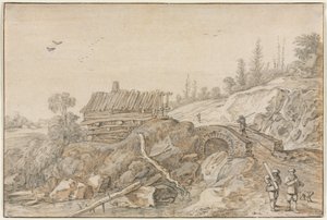 Paysage vallonné avec une hutte près d