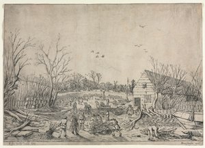 La Grande Inondation du 10 janvier 1624 ou Réparation de la Digue Brisée sur la Rivière Lek à Vianen, 1624 - van de Velde Esaias