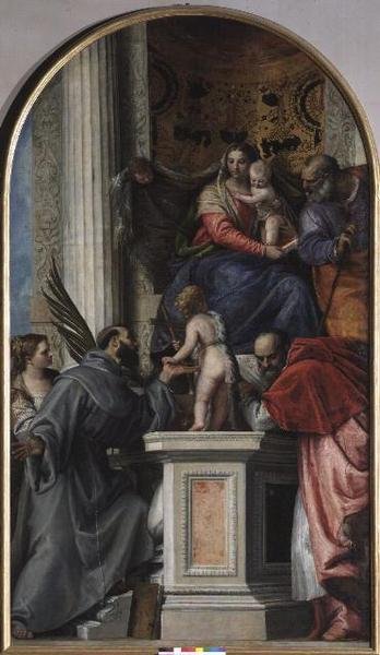 Madone et enfant en majesté, Saint Jean-Baptiste enfant, Saint Joseph, Saint Jérôme, Sainte Justine et Saint François - Veronese
