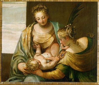 Le mariage mystique de Sainte Catherine de Sienne ... (huile sur toile) - (1528-88) Veronese