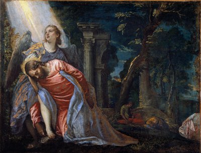 Christ dans le jardin soutenu par un ange. Peinture de Paolo Caliari dit Paolo Veronese (1528-1588), vers - Veronese