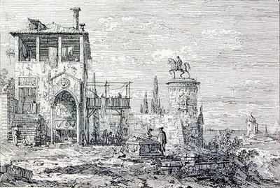 Paysage avec un monument équestre - Canaletto