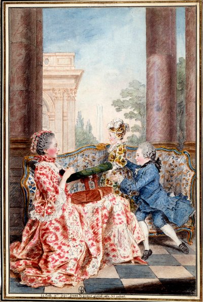 La belle Madame Caze, épouse du fermier général et ses enfants - Carmontelle