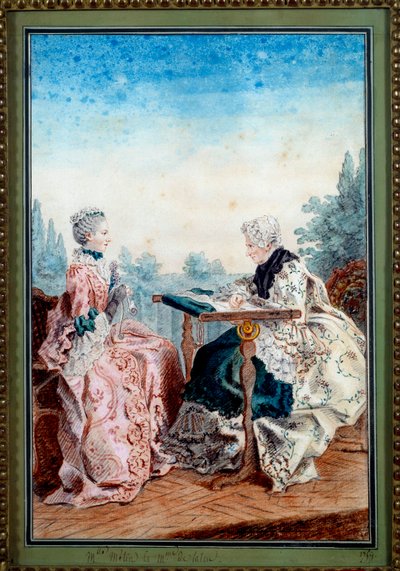 Mademoiselle Melin et Mademoiselle de Laleu faisant de la tapisserie - Carmontelle