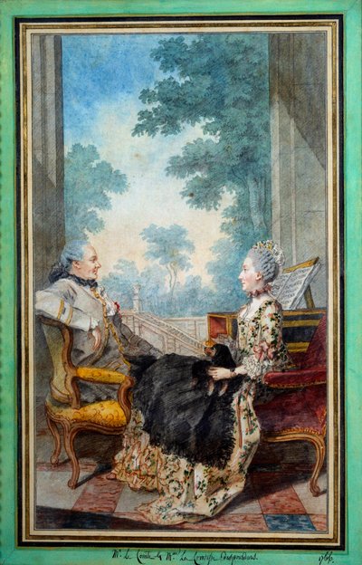 Monsieur et Madame Despourdons. Aquarelle de Louis Carrogis Carmontelle (1717-1806) 1766 Paris, Musée Carnavalet - Carmontelle