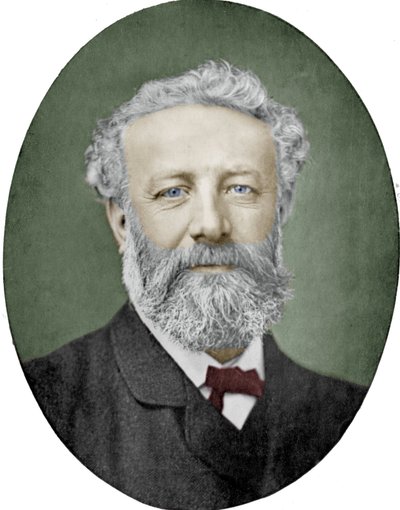 Jules Verne (1828-1905) romancier français, photographie par Nadar, image colorisée - (1820 1910) Nadar