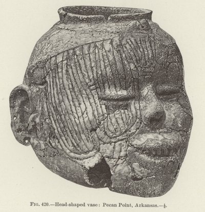 Vase en forme de tête : Pecan Point, Arkansas - (after) American School