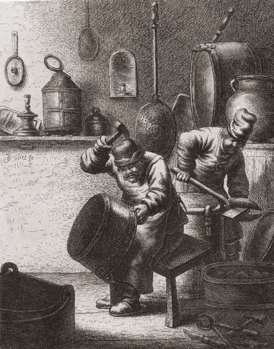 Les chaudronniers au travail au XVIIe siècle - (after) Dutch School