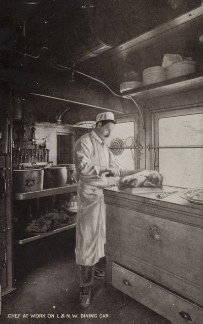 Chef au travail sur le wagon-restaurant L et NW - (after) English photographer